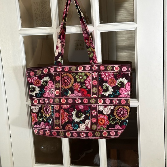 Vera Bradley Tote Bag Mod Floral Pink Button Closure - Picture 3 of 8